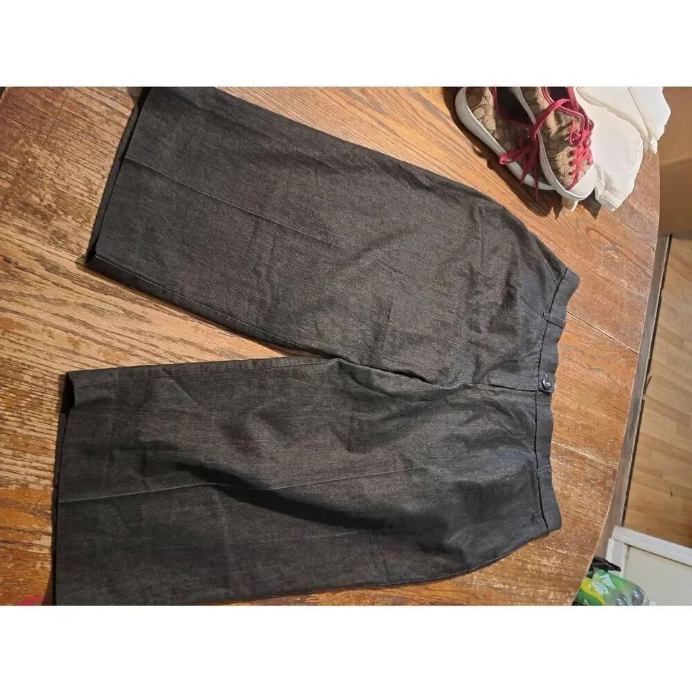 New Direction Black Capri Pants 20W Flat Front Stretch Waist Casual Comfortable